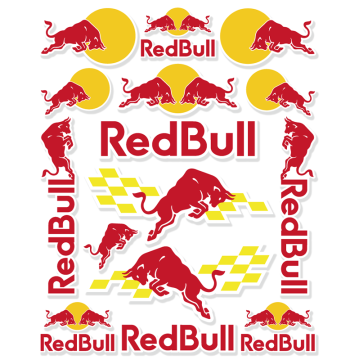 Red Bull Car Sticker, Motorcycle Modification Sponsor Decal, Reflective Waterproof EV Decoration, Personalized Helmet Graphics
