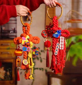 2026 Year of the Horse Spring Festival Chinese Knot Wanzi Knot Manual DIY Material Hanging Ornament for Decorative Atmosphere Arrangement
