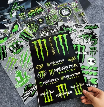 Monster Claw Stickers for Cars and Motorcycles - Waterproof Reflective Decals for Helmets and E-Bikes