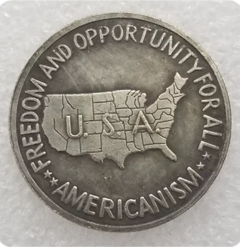 Handcrafted Vintage-Style Alloy Replica Prop – Antique Craft Featuring US 1952 Half Dollar Commemorative Silver Coin