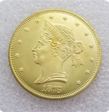 Handcrafted Retro Alloy Replica Prop: USA 1875 $10.0 Commemorative Coin Art Piece