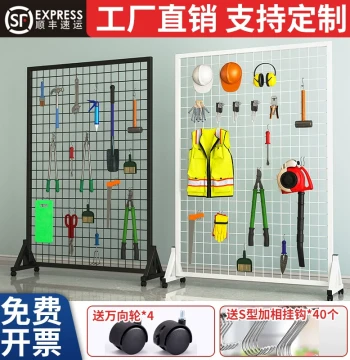 Mobile Grid Wire Display Rack Floor Standing Showcase for School Art Exhibits and Decor