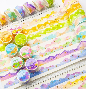 Dreamy Clouds Washi Tape Stickers Wavy Scenery Journal Border Growth Handbook Archive Decoration Material