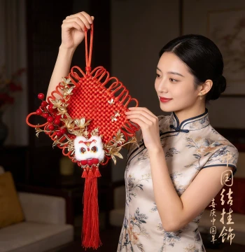 Large DIY Floral Chinese Knot Hanging Ornament for Housewarming, Living Room Decor, New Year, and Spring Festival – Peace Knot