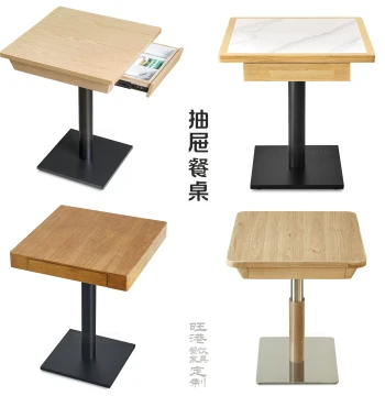 Commercial Dining Table with Drawers, Solid Wood and Sintered Stone Top for Restaurants