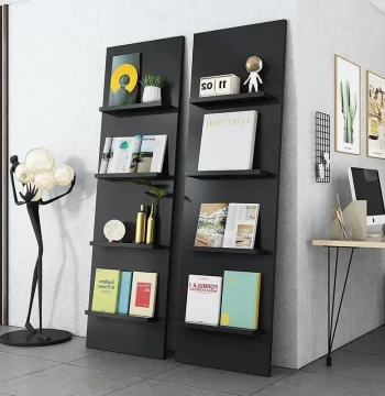 Viral Creative Bookshelf, Floor-Standing Wall-Leaning Northern Style Magazine Display Rack, Naou Book LDF Simple Multi-Layer Storage Shelf