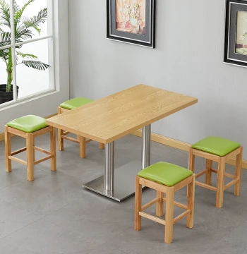 Solid Wood Multi-Layer Dining Table and Chairs 2026 Commercial Hot Pot Restaurant Fast Food Shop Thickened Custom Malatang Noodle Shop