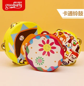 Toddler Hand Drum, Tambourine, and Rattle, Orff Instruments for Ages 1-3-6, Performance Hand Drum for Kindergarten Teachers
