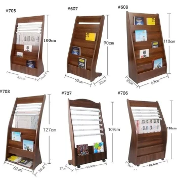 Wooden Newspaper and Magazine Rack - Floor-Standing Book Display Stand for Brochures and Leaflets