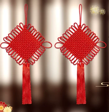 2026 New Red Hand-Woven Chinese Knot Ornament with 'Fu' Character - Small Size for Bedroom and Living Room