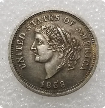 Handcrafted Retro Distressed Alloy Replica Prop Craft, USA 1868 Foreign Commemorative Silver Dollar Style