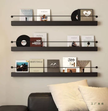 Nordic Iron Wall-Mounted Magazine Rack Minimalist Creative Bookshelf for Home Office Display