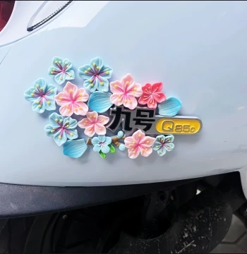 3D Artificial Peach Blossom Stickers for Ninebot Scooters - Decorative Scratch Cover
