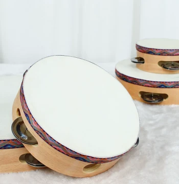 Xinjiang Dance Sheepskin Tambourine, Orff Percussion Instrument for Children, Kindergartens, Teachers, Exams, and Hand Drumming