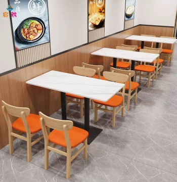 Commercial Slate Dining Table with Solid Wood Chairs Customizable for Restaurants Hot Pot and Cafes Foshan