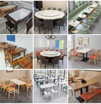 Sintered Stone and Solid Wood Table and Chair Set for Restaurants, Snack Bars, and Noodle Shops
