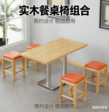 Commercial Square Stool and Fast Food Table Set for Restaurants, Noodle Shops, Breakfast Spots, and Bubble Tea Stores