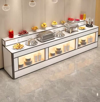 Hotel Single-Sided Breakfast Buffet Table – Wall-Mounted Display Stand for Dining Halls, Canteens, and Fruit Bars