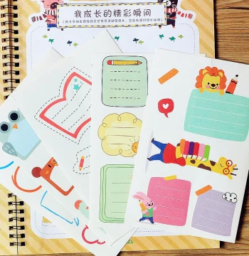 Cartoon Writing Stickers for Kids - Decorative Materials for Growth Journals, Baby Albums, and Handwritten Newsletters
