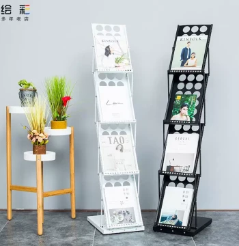 A4 Foldable Floor Brochure Stand, Exhibition Single-Page Display, Catalog Promotion Rack, Portable Advertising Directory Magazine Holder