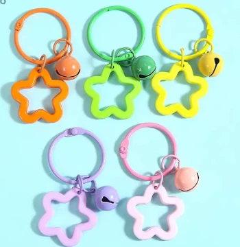 Cartoon Keychain with Colorful Acrylic Bells, Dopamine-style Student Accessory, Bag Charm, Gift for Elementary Students
