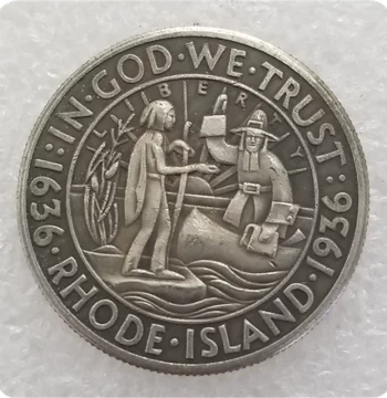 Handcrafted Retro Aged Alloy Replica - US Half Dollar RH-DE Silver Commemorative Coin Prop