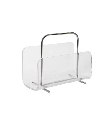 Modern Luxury Metal and Acrylic Magazine Rack with Creative Handle for Sofa Side Storage