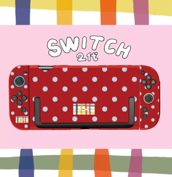 Japanese-Style Cat Rice Nintendo Switch OLED (Gen 2) & Gen 1 Protective Case – Original Red/Yellow/Blue Polka Dot NS2 Storage Bag