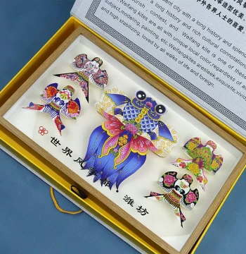 Weifang Kite Crafts, Gift Box with Traditional Framed Sand Yan Decoration, Intangible Cultural Heritage Souvenir, Custom Calligraphy Logo