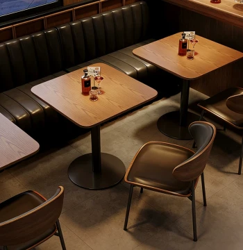 Commercial Coffee Shop Furniture Set - American Retro Style Solid Wood Chairs and Square Tables for Cafes and Bars