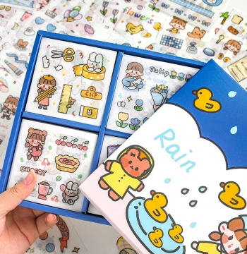 100-Piece Boxed Sticker Set for Growth Albums, DIY Scrapbooks, Cartoon Kindergarten Kids' Stickers