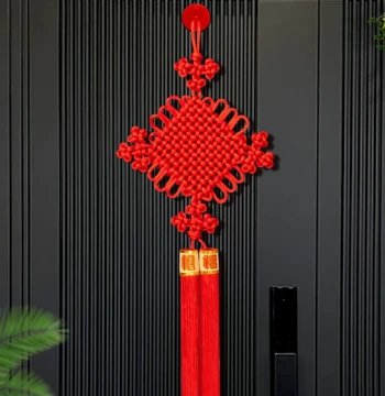 2026 Premium Hand-Woven Chinese Knot Wall Hanging for Housewarming, Front Door Decor, Large Red Peace Knot for Home Protection, New Style Small