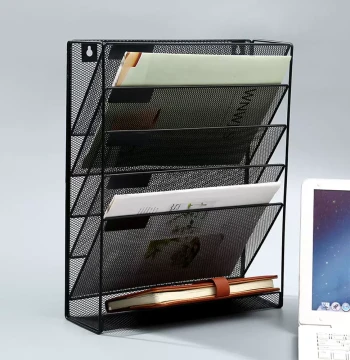 A4 Wall-Mounted File Box and Organizer, Office Wall Magazine Rack, File Storage and Display Shelf