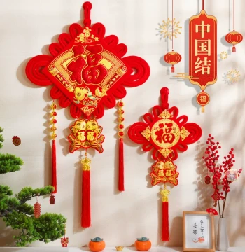 Large Chinese Knot Ornament with 'Fu' Character - New Year and Housewarming Decor for Living Room, Entryway, and Front Door