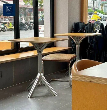 Aluminum Profile Table and Chair Birch Marine Board Commercial Furniture Viral Square Table Milk Tea Shop Industrial Style Small Round Table Coffee Shop