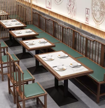 Retro Commercial Dining Furniture - Modern Chinese Style Booth Sofa Set for Restaurants, Teahouses, and Bars