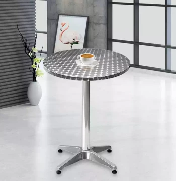 Outdoor Aluminum Alloy Table, Foldable and Height-Adjustable Round Table, Simple Bar or Dining Table for Home Use