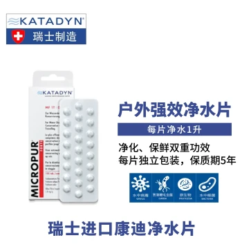Single Board 25 Tablets Swiss Katadyn Silver-Chlorine Compound Water Purification Tablets MF1T, Unboxed (No Original Packaging), Produced August 2025