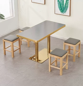 Fast Food Small Restaurant Noodle Shop Dining Table Breakfast Malatang Board Wood Dining Table Milk Tea Shop Table and Chair Installation