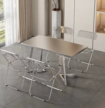 Trending Industrial Style Rectangular Dining Table and Chairs, Stainless Steel Table for Fast Food Snacks, Factory Canteen, Coffee Shop, Luosifen Restaurant