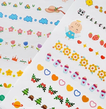 8 Large Sheets of Divider Line Stickers - Growth Portfolio, Kindergarten DIY Archive Kit, Journal Creative Stickers