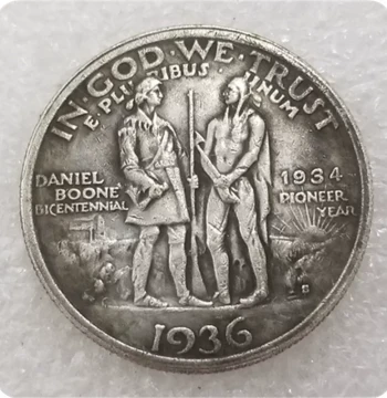 Handcrafted Retro Aged Alloy Replica Prop, Antique-Style Craft, US 1936-S Commemorative Silver Dollar