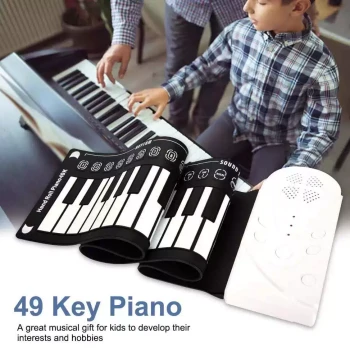 49-Key Roll-Up Piano with Built-in Speaker, Portable Foldable Electronic Keyboard, Flexible Piano for Kids' Beginner Practice