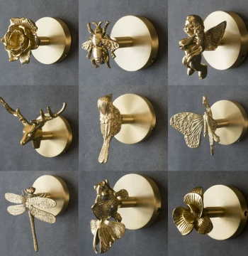 European Luxury Vintage Brass Hook - No-Drill Wall-Mounted Coat Hook for Entryways and Doors