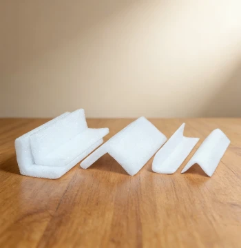 Baogong E White Pearl Cotton L-Shaped Edge Protector | Molded Furniture Packaging Corner Guard | Cuttable Sizes