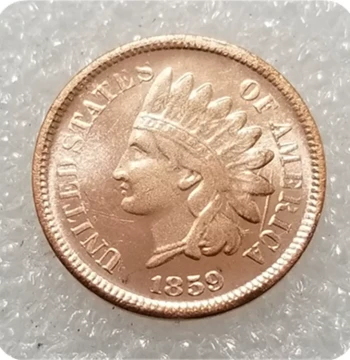 Handcrafted Vintage-Style Alloy Replica Prop, US Indian 1859 Copper Foreign Commemorative Silver Coin