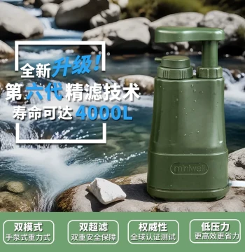 Emergency Water Purifier L610 - Outdoor Survival Gear, Individual Field Water Filter for Camping and Exploration