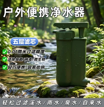 [5-Layer Filter] Outdoor Water Purifier for Survival, Emergency Portable Filter for Hiking and Camping