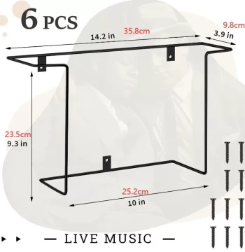 American-Style Wall-Mounted Record Player Multi-Use Metal Iron Magazine Rack for Coffee Shop Display