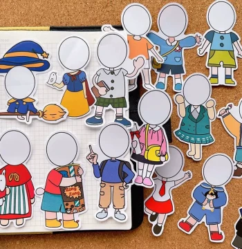 Kindergarten Classroom Bulletin Board Decorations: Cartoon Headless Body Cutouts for Growth Photo Albums and Decorative Stickers